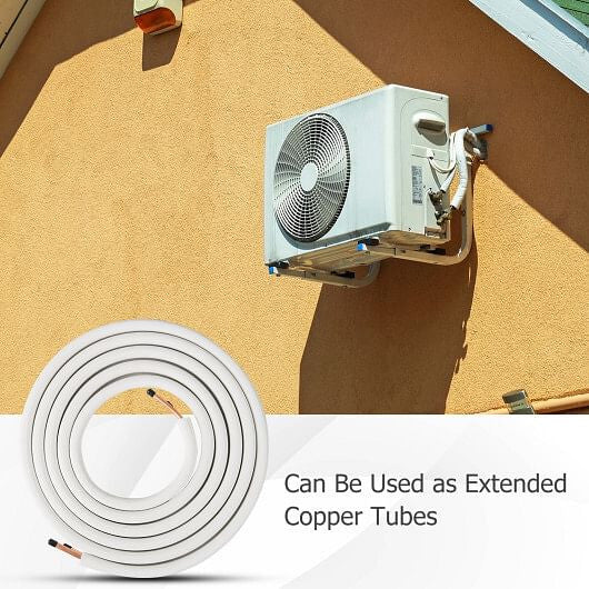 25 Feet Mini Split Line Set with 1/4 Inch and 1/2 Inch O.D. Copper Pipes Tubing