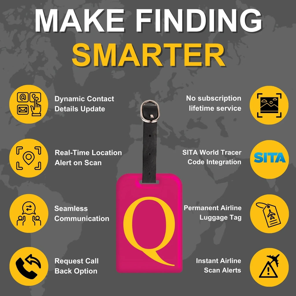 Initials Bag tag Q  [pack 2]