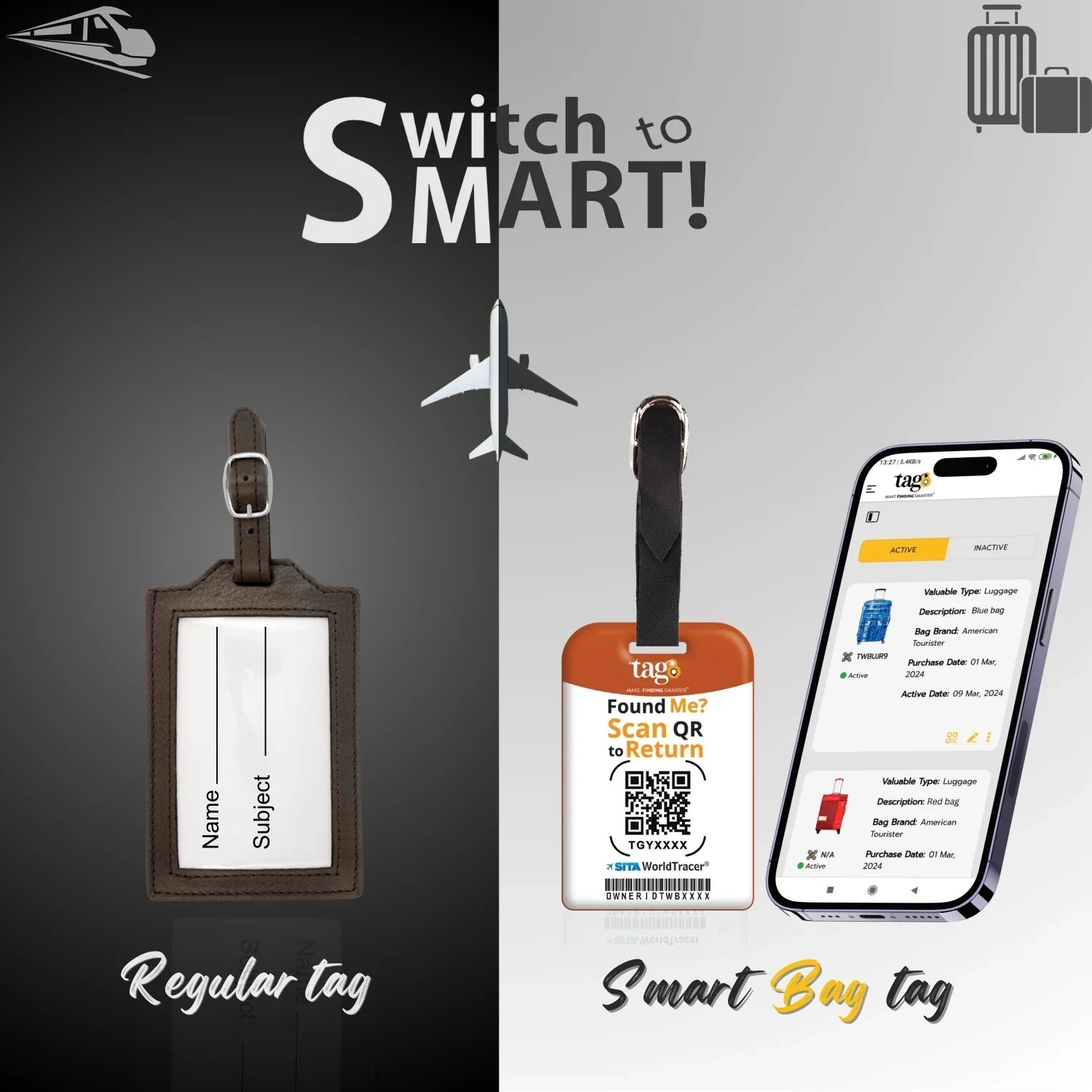 Smart Bag Security Tag - Lisbon [Pack 2]